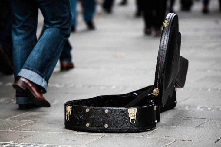 Street music can be a career springboard - guitar case on the street