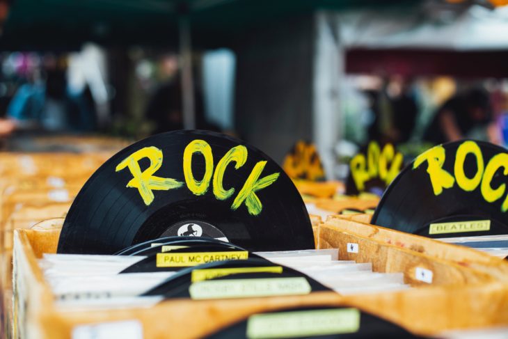 Rock vinyl records, modern rock music